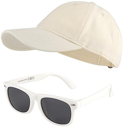 MK MATT KEELY Gorra Niño Gafas de Sol Niña 3-10 Años Set 2 Piezas Gorra Béisbol con Visera Protección UV Infantiles Verano para Regalos,Beige