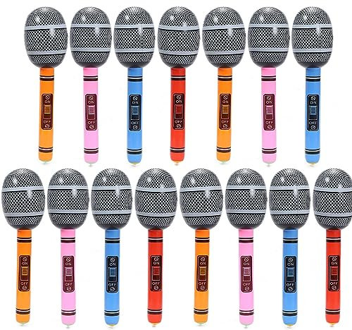 rflaueo 15pcs 10inch Inflatable Microphone Inflatable Microphone Party Accessories Inflatable Props for Birthday Party Educational Toy Star Party Supplies Christmas Birthday Party Gifts(U96-15)