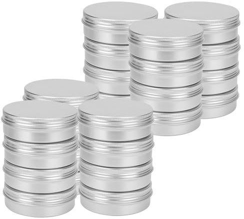 JOIKIT 24 Pcs 100ml Aluminum Tin Cans with Lids, 3.3oz Silver Aluminum Tin Jars, Round Empty Aluminium Containers with Screw Lid for Lip Balm, Cream, Mini Candles