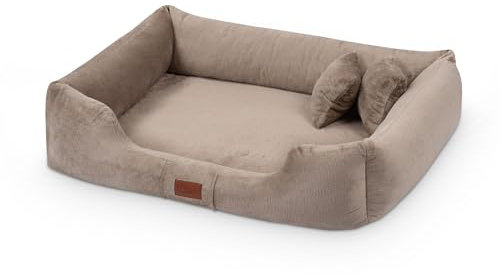 exclusive BED Orthopädisches Hundebett Candy Grosse Mittelgroße Kleine Hunde - Hundekissen Hundematte aus Plüsch - rutschfest Kuschelig Langlebig Abriebfest Reißfest (XXL+|130x100cm, Beige)