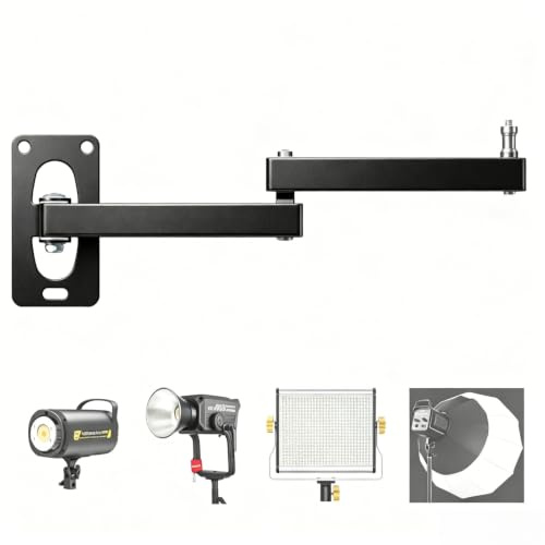 MeetRade Fotografische Wandmontage, Galgenarm-Ständer: zusammenklappbar, verstellbar, 30,5 cm lange Halterung, robuste Wandhalterung, Multi-Winkel, für Fotografie, Stroboskoplicht, Monolight, Softbox