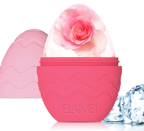 Joyeee Ice Roller, Facial Eisroller Augeneismassage Gesichtsbehandlung Schönheit Hautpflege Schrumpft Poren, Anti-Falten, reduziert Schwellungen, verbessert die Hautelastizität, Eiförmig, Rosa