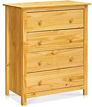 moebel-eins TOBINO Kommode mit 4 Schubladen, Material Massivholz, Kiefer
