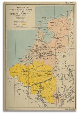 GELS 1839 Niederlande und Belgien Vintage Landkarte Poster Dekorative Malerei Leinwand Kunst Bild 50 x 75 cm