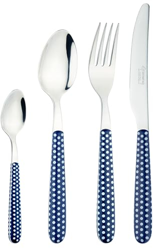 Grunwerg Greenworks 24 Piece Boxed Cutlery Set, Recycled Plastic, Eco-Friendly, Polka Dot