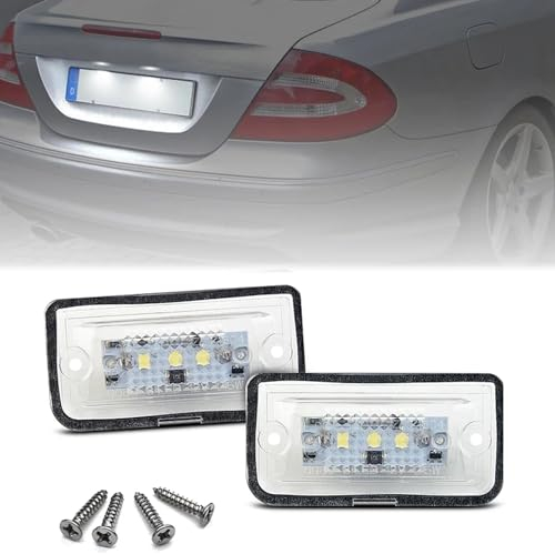 BHZNGD 2x Kfz-Kennzeichenbeleuchtung, kein Fehler, 6000 K, kompatibel mit Benz C W203 CLK W209 A209 C209 SL R230. Ersetzen Sie OEM# A2308200166 A2308200256