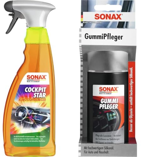 SONAX CockpitStar (750 ml) Cockpitreiniger & GummiPfleger mit Schwammapplikator (100 ml)