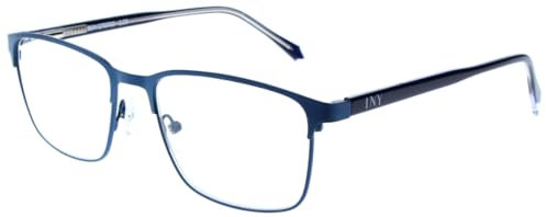 Moderne Lesebrille BEN aus hochwertigem Metall mit Federscharnier in Blau + 1,00 dpt