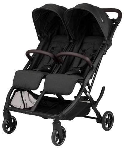 Novi Baby® Scott V2 DUO, Mit einer Hand zusammenklappbar, mit Liegefunktion ab Geburt, für 2 Kinder bis je 15 kg, Korb bis 6 kg, mit Geländerädern