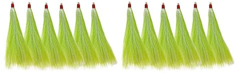perfk 12 Stücke Angeln Bucktail Haar Teaser Rutsche Rohr Professionelle Lieferungen Angelköder Angelgerät für Bass-Enthusiasten, Grün
