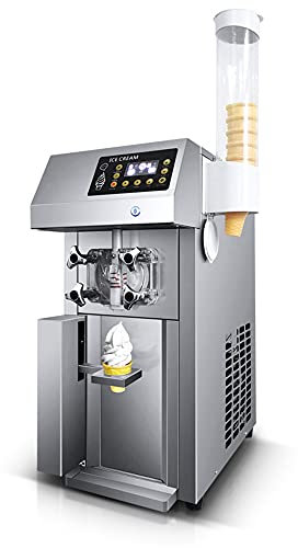 GLETSF Máquina Comercial para Hacer Helados Suaves, 12L/H Máquina para Hacer Helados Suaves de Acero Inoxidable Compresor automático de 1250W con Panel LCD para restaurantes Snack-Bar