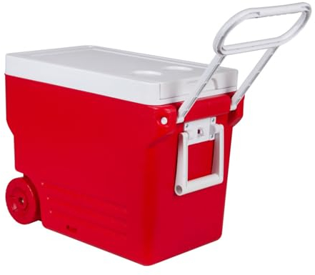 Gecheer Nevera para camping, nevera de camping de 32 litros, caja de aislamiento térmico portátil, sin mesas ni sillas (rojo)