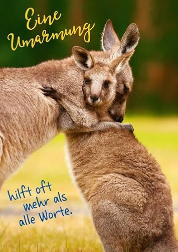 Gutsch Verlag Tier-Postkarte mit süßem Känguru-Motiv - Eine Umarmung hilft oft mehr als alle Worte - Perfekt für Tierliebhaber, um besondere Momente zu teilen – Kein Grußkartenformat