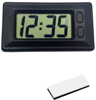 Mini Auto Tischuhr, Auto Armaturenbrett Innen Digitaluhr Selbstklebend mit Klebepad, Elektronische Messgeräte Autouhr Datum Uhrzeit Kalenderanzeige für Auto Armaturenbrett Home Desk Office (Schwarz)