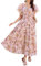 GRACE KARIN Women Summer Casual Floral Dress A-Linie Sundress Ruffle Sleeve V Neck Beach Dress White Yellow Flower XL