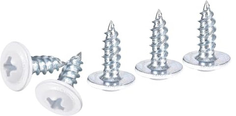 sourcing map Lot de 50 vis autotaraudeuses à tête cruciforme en acier au carbone à tête plate haute résistance pour bois, métal, plastique, blanc #8 x 1,27 cm
