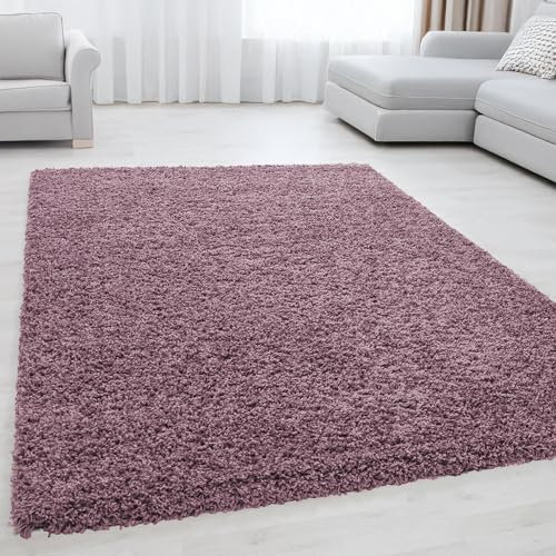 Miovani Hochflor Teppich 240 x 340 cm Rosé - Besonders weicher Shaggy Teppich in vielen Farben & Größen für Dein gemütliches Zuhause - Teppich Wohnzimmer & Schlafzimmer