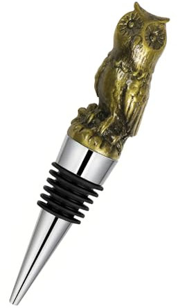 Qaixwuyi Stereoscopic Owl Wine Bottle Stopper Zinc Alloy Champagne Wine Stopper for Wine Champagne Beer Gifts Bar