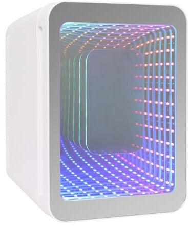 ARTETHYS Mini Fridge for Bedrooms, 4L Car Skincare Fridge with LED Mirror, Gaming Fridges with Infinity Effect for Home Office Skin Care, 220V AC/12V DC