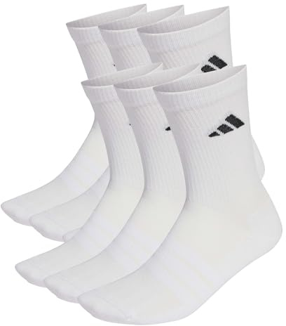 adidas Mixte Cushioned Crew Socks 6 Pair Pack, white/white/black, 40-42