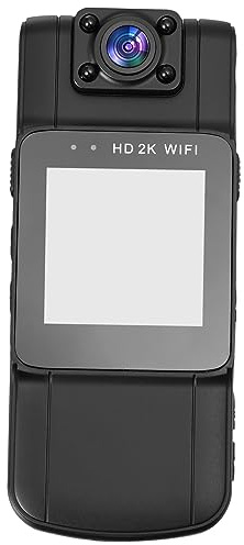 Mipcase Schwarz Überwachungskamera mit 1,54 Zoll Bildschirm, 1000 Mah, Abs | Drehobjektiv, 170° Weitwinkel, Wlan Verbindung, 3840x2160p 2304x1296p 1920x1080p