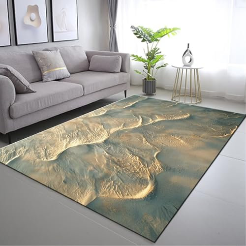 Teppich Wohnzimmer Wasserfest Modern, Tepich Kurzflor Anti-Rutsch, Waschbar Teppiche, Soft Groß Area Rug Carpet Living Room Bedroom Home Büro Deko, Pflegeleicht Bettumrandung Teppich 160x230cm 6-755
