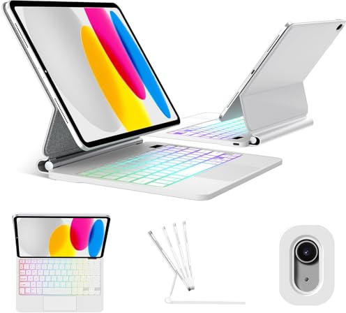 Magic Keyboard Folio pour iPad A16 11e/10e génération Étui avec clavier, rétroéclairage arc-en-ciel, pavé tactile multi-touch, support cantilever flottant, étui magnétique pour iPad A16 11/10e