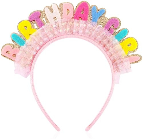 LunarCharm Geburtstags-Stirnband für Mädchen, Prinzessinnenkrone, für Frauen und Mädchen, Happy Birthday-Stirnband für Party-Haarschmuck