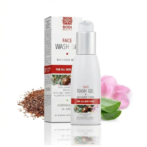 BODI BEAUTY Rooibos Star Waschgel Gesicht 100 ml – mit milden Tensiden, Aloe & Rosenwasser | sanfte, seifenfreie Reinigung | für alle Hauttypen, auch empfindlich | ohne Parabene, ohne SLS/SLES
