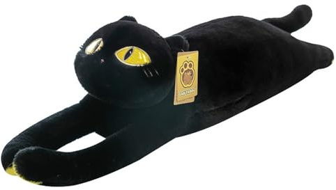 Electric Heating Pad for Period Pain Relief, 50 cm Long Cat Plush Body Toy, USB Powered Menstrual Heating Pad, Black Cat Stuffed Animal Soft Plush Electric Heat Pads for Women Kids Girls Mum (Black)