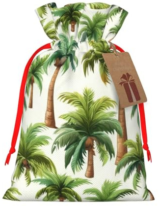 Tropical Palm Trees Gift Bag with Handles and tag, Perfect for Christmas, Birthday, Wedding or Daily Gift - (S)