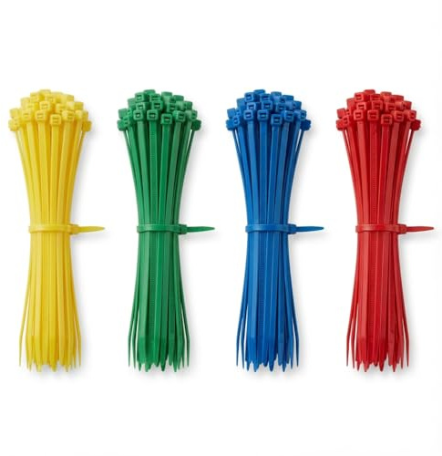 4 Colors Zip Ties Heavy Duty 200Pack：Cable Ties with High Tensile Strength, UV Resistant Wire Ties for Indoor and Outdoor Use：50pcs 6 Red Yellow Blue Green Zip Ties