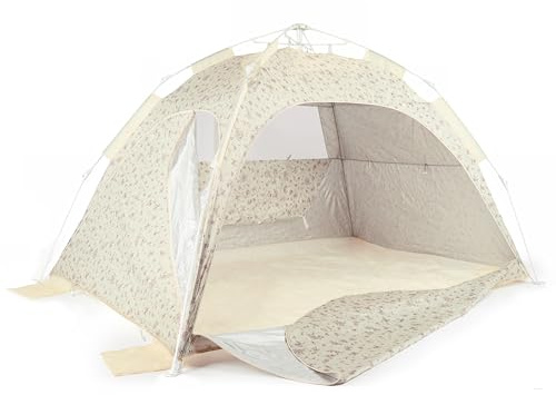 Bieco Strandmuschel Pop Up XXL – Quick-Up Strandzelt Schnellaufbau mit UV Schutz 80+ – Sonnenschutz & für Baby, Kinder & Familie – Automatik Zelt 3–4 Personen – Vintage Flowers