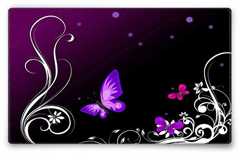 Silent Monsters Tappetino Mouse 24 x 20 cm piccolo, Farfalla viola, con Bordo Cucito, Durevoli, antiscivolo e silenzioso, gioco, ufficio, casa, lavabile, arrotolabile, Tappetini per il Gaming Mousepad