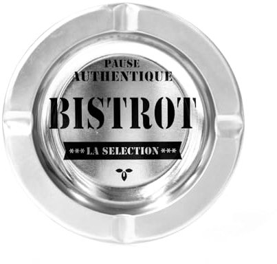 Totally Addict TB1013 cenicero Bistrot, Metal, Negro/Plata, 13,5 x 13,5 x 1,7 cm