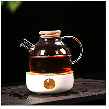 Cosy-YcY Ceramic Teapot Warmer Base for Glass Teapot, Porcelain Tea Warmer (Style Three)