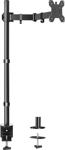 HUANUO Monitor Halterng 1 Monitor, 1010mm ultrahohe Stange, bis zu 10kg voll verstellbare Monitorhalterng 13″–32″ Und ultrabreiter Bildschirm 38″, mit C-Klemme und Tüllenbasis, VESA 75x75/100x100mm