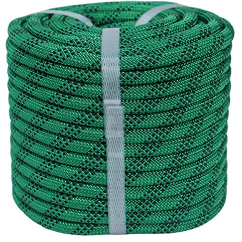 YUZENET Braided Polyester Arborist Rigging Rope (3/8 inch X 100 feet) High Strength Outdoor Rope for Rock Climbing Hiking Camping Swing, Green/Black