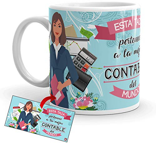 Kembilove Taza de Café de la Mejor Contable del Mundo – Taza de Desayuno para la Oficina – Taza de Café y Té para Profesionales – Taza de Cerámica Impresa – Tazas de Jefe de 350 ml para Contable