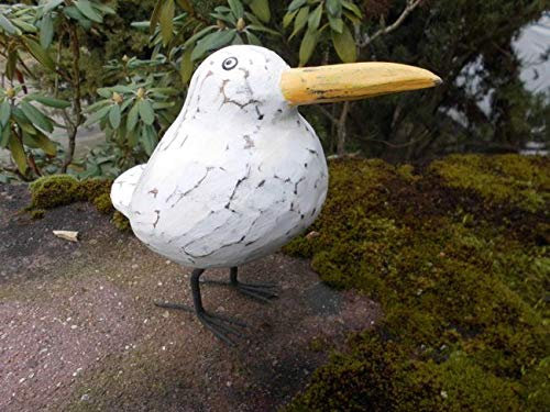 Freche, witzige Möwe gerade blickend Statue maritimes Deko-Objekt Holz