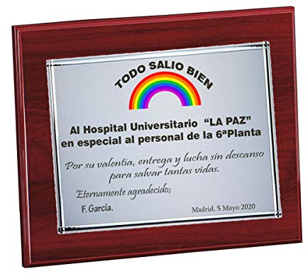 Curia Grabador Placa de homanaje Conmemorativa, Agradecimiento. Placa Agradecimiento jubilacion Despedida Trabajo cumpleaños. Cuadro con Foto para Regalo Personalizado