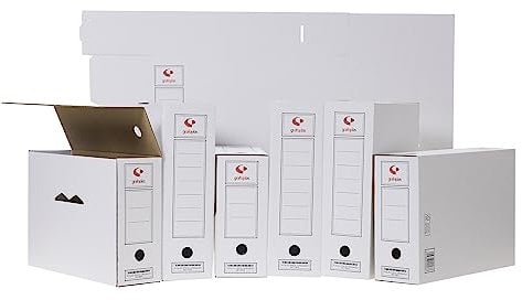 Grafoplás 70905900 Packung mit 50 Archivboxen aus Karton, längliches Format, 2 Fronten für vertikale und horizontale Archive, FSC-zertifiziert, 38,5 x 27,5 x 11,5 cm