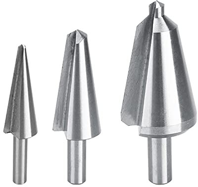 EVTSCAN 3Pcs HSS Tube and Sheet Drill Bits Kit, with Round Shank, 16‑30mm/5‑20mm/3‑14mm, Spiral Flute Step Drill Bits for Drilling Holes in Plastic, Wood, Thin Metal Sheets