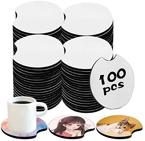 Lot de 100 Dessous de Verre Vierges pour Voiture - Ouverture Circulaire de 7 cm - pour Sublimation Thermique, Bricolage, Loisirs créatifs, Dessous de Verre de Voiture.
