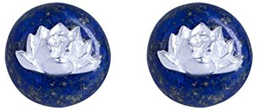 LOKILOKI 925 Sterling Silber Lapislazuli Lotus Blume Ohrstecker Ethnischen Stil Elegante Dame Vorbeugen Allergie