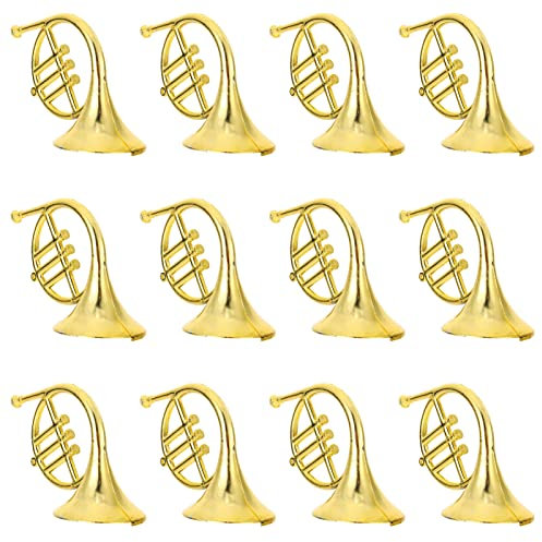 jojofuny 12stücke Teiliges Miniatur-Musikinstrument Modell Für Weihnachtsdeko Goldene Horn-Accessoires Für Kränze Und Weihnachtsbaumornamente Für Bastelprojekte Und Festliche