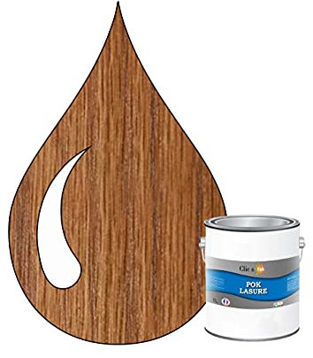 POK LASURE : Lasure Acrylique Satinée Protection de Boiseries Intérieures et Extérieures - 1L - Chêne Moyen