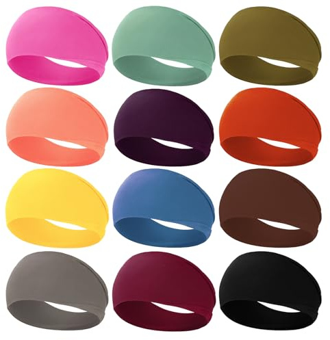RITOPER Women's Workout Wide Headbands - Non Slip, Super Soft Yoga Running Exercise Bands, Elastic Sweat and Hair Wraps