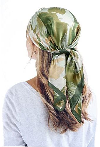 QBSM 35'' Satin Seidentuch – Großes Quadratisches Kopftuch für Frauen, Seidenschal für Haar, Schlaf & Hals (90x90cm)