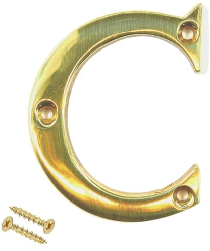 Brass Door Numerals - Screw On 3 Inch Letters C, Elegant and Bold, Suitable for Wooden, uPVC and Composite Doors